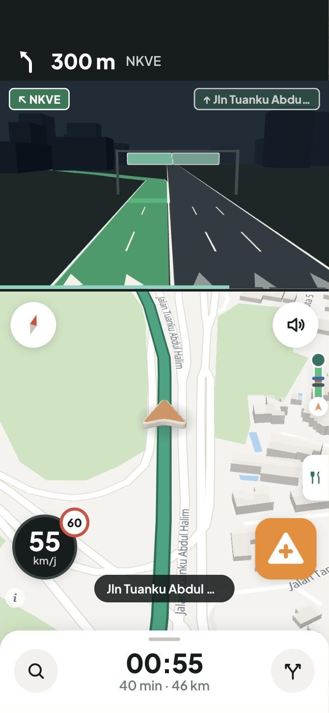 Belang semasa memandu: paparan simpang 3D di susur masuk NKVE